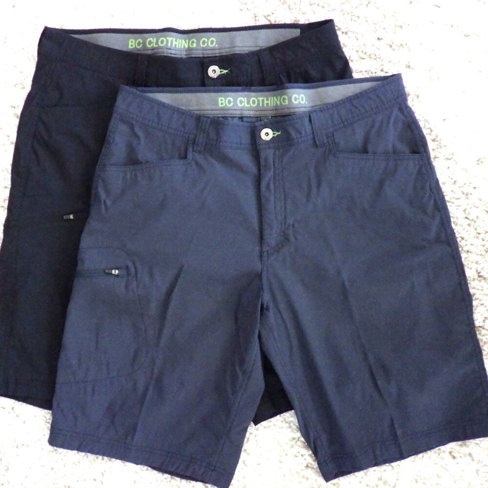 BC Clothing Co Men's Expedition Shorts Black & Blue 2 Pcs Size 36 Outdoors Chino